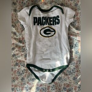NFL Packers White and Green Baby Bodysuit